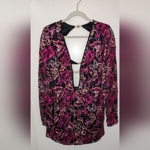 Lovers + Friends Black and Pink Floral Blouse